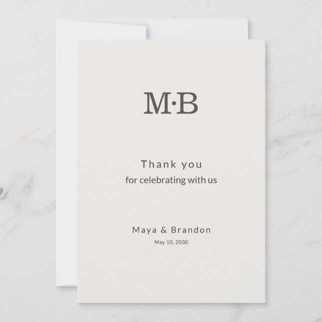 Minimal Modern Elopement Wedding Thank You Card Dankeskarte (Vorderseite)