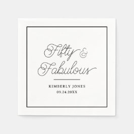 Minimal Modern Fifty & Fabulous 50th Birthday Serviette