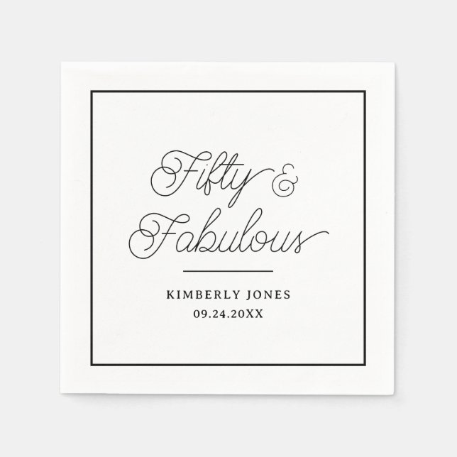 Minimal Modern Fifty & Fabulous 50th Birthday Serviette (Vorderseite)