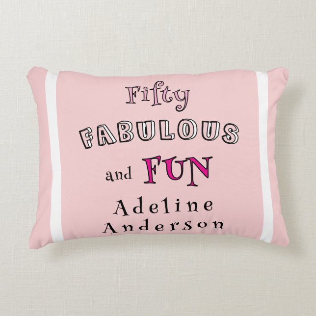 Minimal Modern Fifty Fabulous Fun Pink 50 Birthday Dekokissen (Vorderseite)