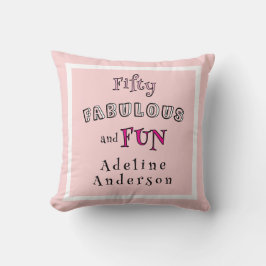 Minimal Modern Fifty Fabulous Fun Pink 50 Birthday Kissen