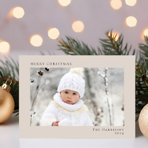 Minimal Modern frohe Weihnachten Foto Taupe