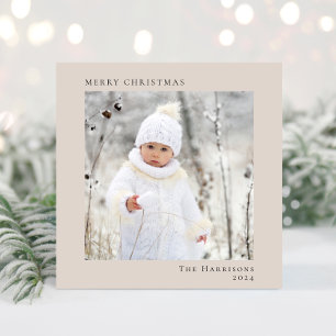Minimal Modern frohe Weihnachten Foto Taupe