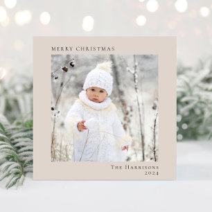 Minimal Modern frohe Weihnachten Foto Taupe