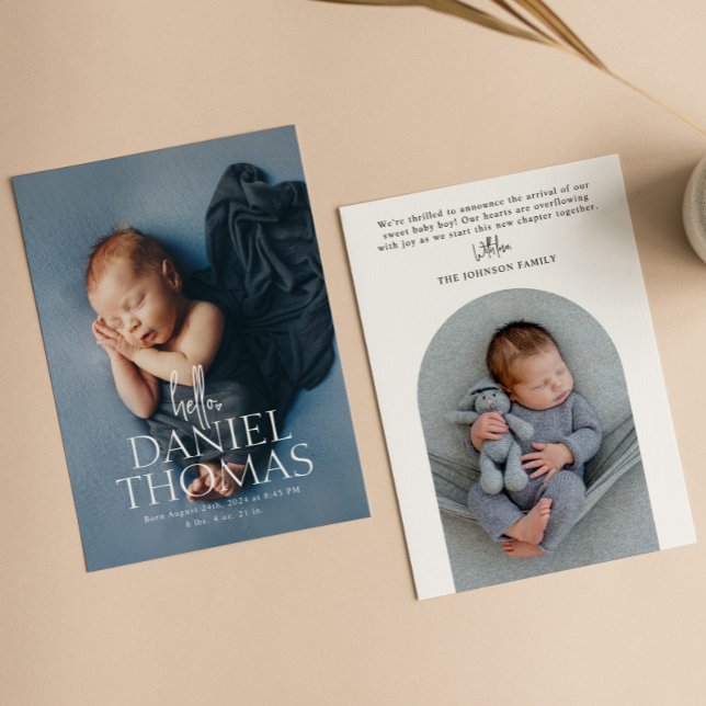 Minimal Modern Full Foto Baby Birth Ankündigung (Von Creator hochgeladen)