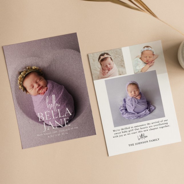 Minimal Modern Full Foto Baby Birth Ankündigung (Von Creator hochgeladen)