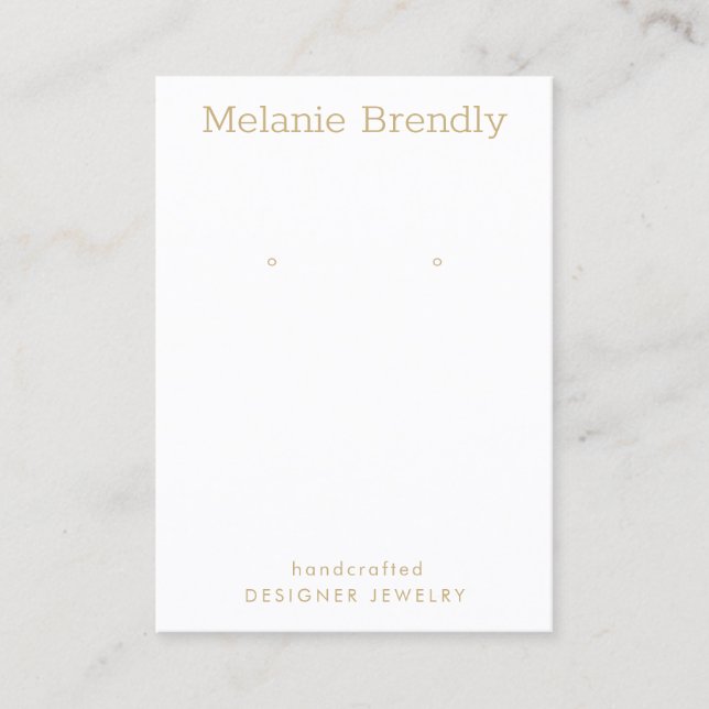 Minimal Modern Gold White Juwelen Ohrring Display Visitenkarte (Vorderseite)
