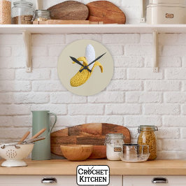 Minimal Modern Grandmacore Niedlich Crochet Banana Runde Wanduhr