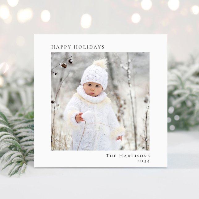 Minimal Modern Happy Holidays Weihnachten Foto (Share the love and warmth of the season with your personalized photo Christmas card)