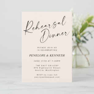 Minimal Modern Ivory Cream Script Probe Dinner Einladung
