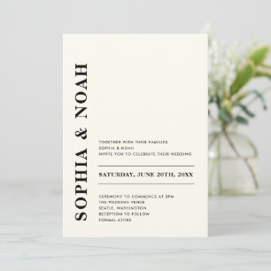 Minimal Modern Ivory Elegante Hochzeit Einladung