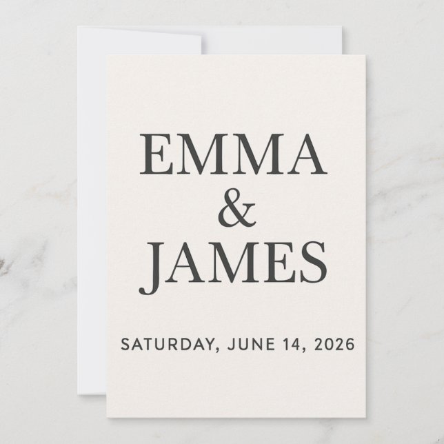 Minimal Modern Ivory Save the Date (Vorderseite)