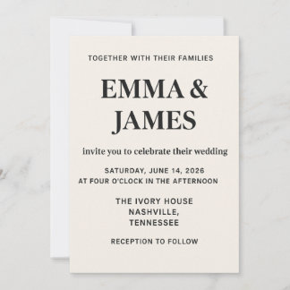 Minimal Modern Ivory Wedding Invitation