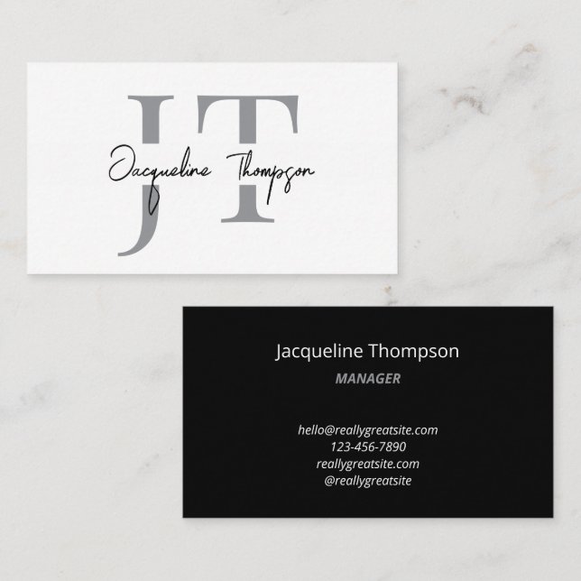 Minimal Modern Luxury Black and White Simple  Visitenkarte (Vorne/Hinten)