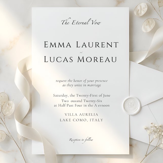 Minimal Modern Luxury Black & White Wedding Design Einladung (Von Creator hochgeladen)