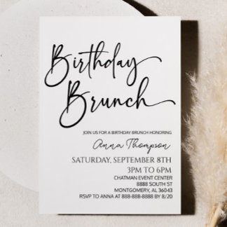 Minimal Modern Minimalist Birthday Brunch Party Einladung