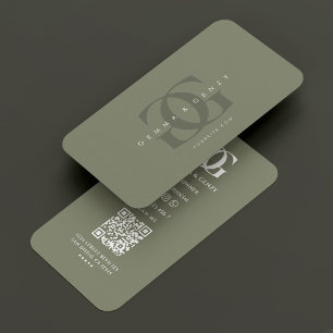 Minimal Modern Monogram Logo G Sage Green Visitenkarte