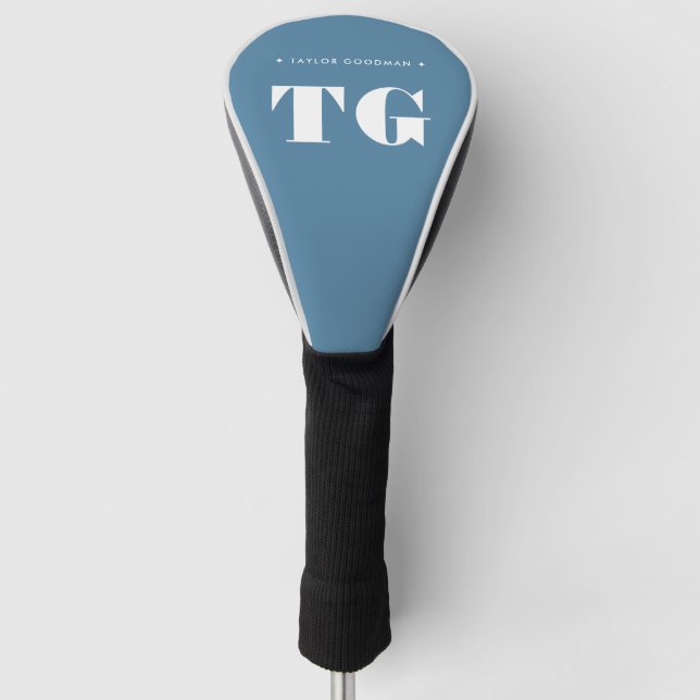 Minimal Modern Monogram Powder Blue Name Stars Golf Headcover (Vorderseite)