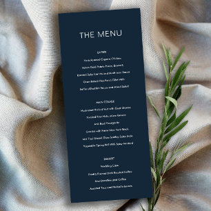 Minimal Modern Navy Typografy Wedding Menu Card Einladung