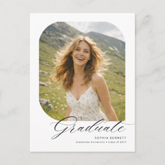 Minimal Modern Photo Graduation Announcement Postkarte