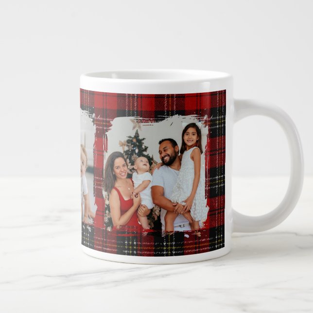 Minimal Modern Rustic Family Photo Christmas  Jumbo-Tasse (Rechts)