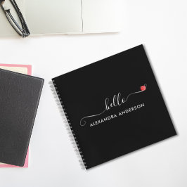 Minimal Modern Script Hallo Herz Notizbuch