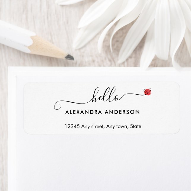 Minimal Modern Script Hello Heart Rücksendeadresse (Insitu)