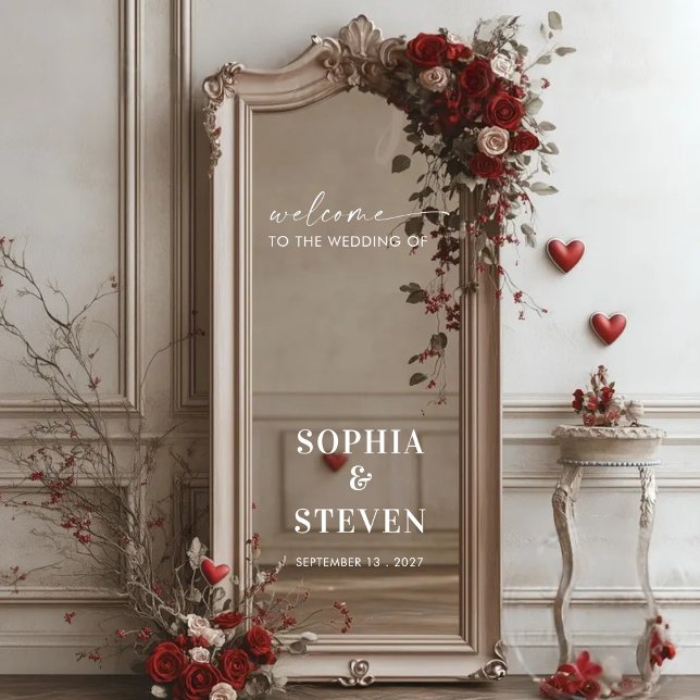 Minimal Modern Selfie Mirror Willkommen Wedding De Fensteraufkleber (Von Creator hochgeladen)