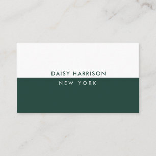 Minimal Modern Simple Luxury Emerald and White Visitenkarte