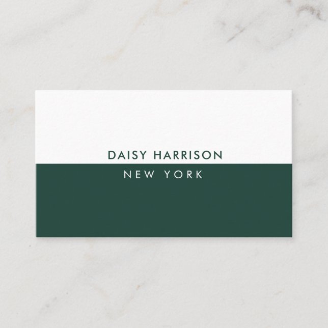 Minimal Modern Simple Luxury Emerald and White Visitenkarte (Vorderseite)