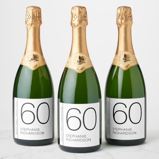 Minimal Modern Sixty and Fabulous 60th Birthday (Flaschen)
