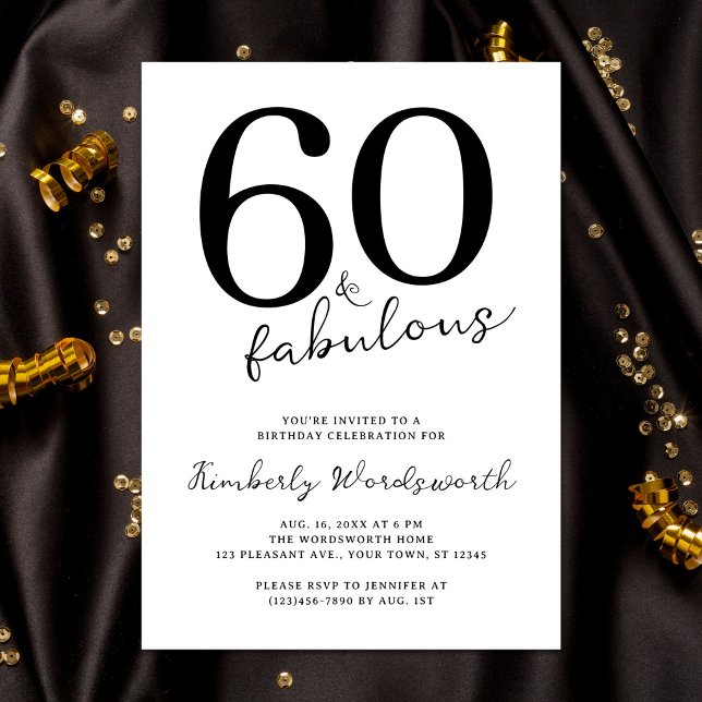 Minimal Modern Sixty and Fabulous 60th Birthday Einladung (Von Creator hochgeladen)
