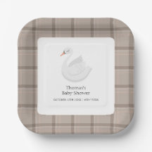 Minimal Modern Swan Kariert Gingham Boy Baby Showe