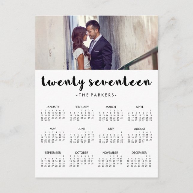 Minimal Modern Typografy 2017 Foto Calendar Postkarte (Vorderseite)