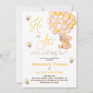 Minimal modern, was Baby Bee Gender Reveal Einladung