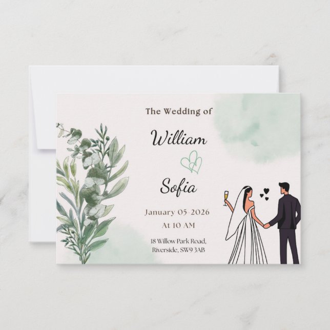 Minimal Modern Wedding Invitation RSVP Karte (Vorderseite)