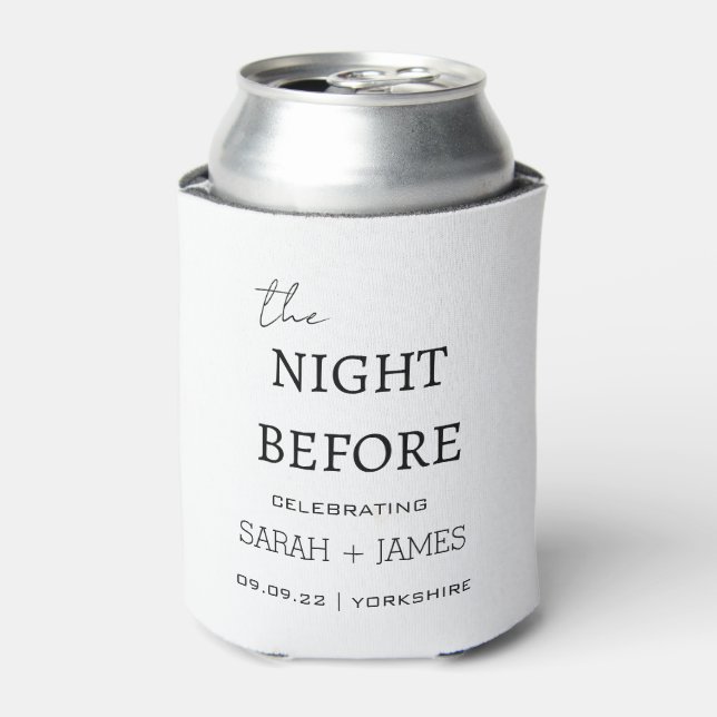 Minimal modern weiß die Nacht vor der Hochzeit Dosenkühler (Kanne Vorderseite)