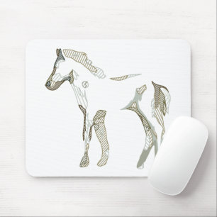 Minimal & modern Weißes Pferd Zeichnend Elegantes Mousepad
