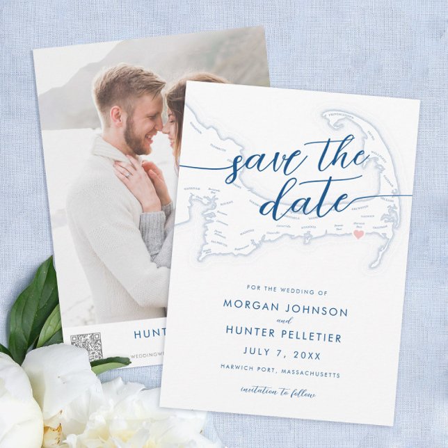 Minimal Modern Wychmere Beach Club Karte (Wychmere Beach Resort Minimal Modern navy blue Wedding save the date from Coastal Map Designs)
