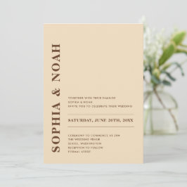 Minimal Moderne Beige Elegante Hochzeit Einladung