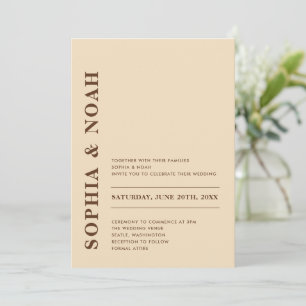 Minimal Moderne Beige Elegante Hochzeit Einladung