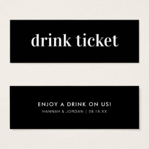Minimal moderne Billet de boisson Mariage Bar