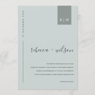 MINIMAL MODERNE BLAUE GRAU-TYPOGRAFISCHE BREITE EINLADUNG