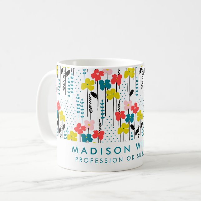 Minimal Moderne Blume Kaffee Tasse (Vorderseite Links)