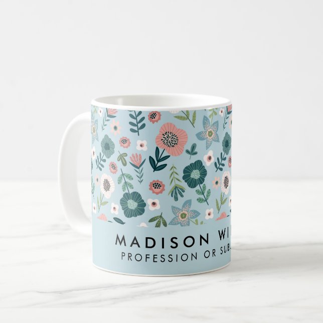 Minimal Moderne Blume Kaffee Tasse (Vorderseite Links)