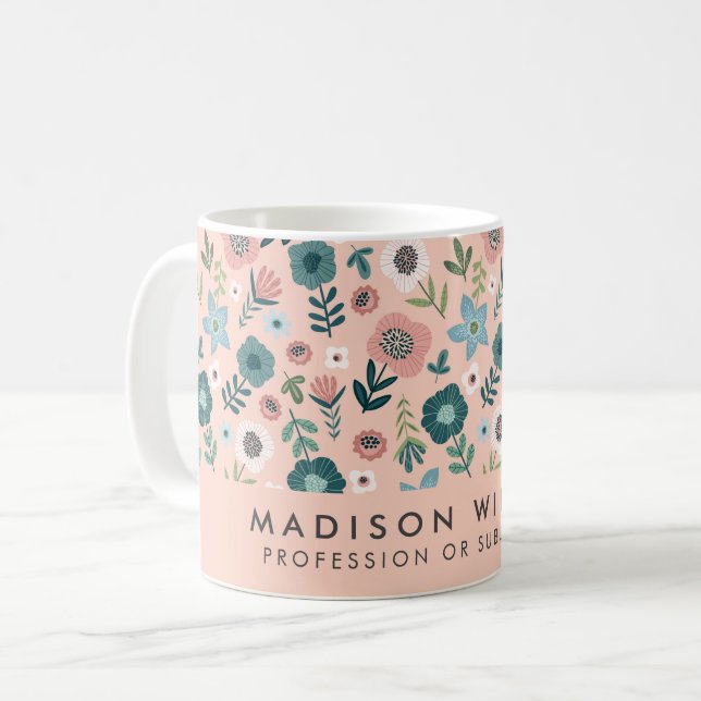 Minimal Moderne Blume Kaffee Tasse (Vorderseite Links)
