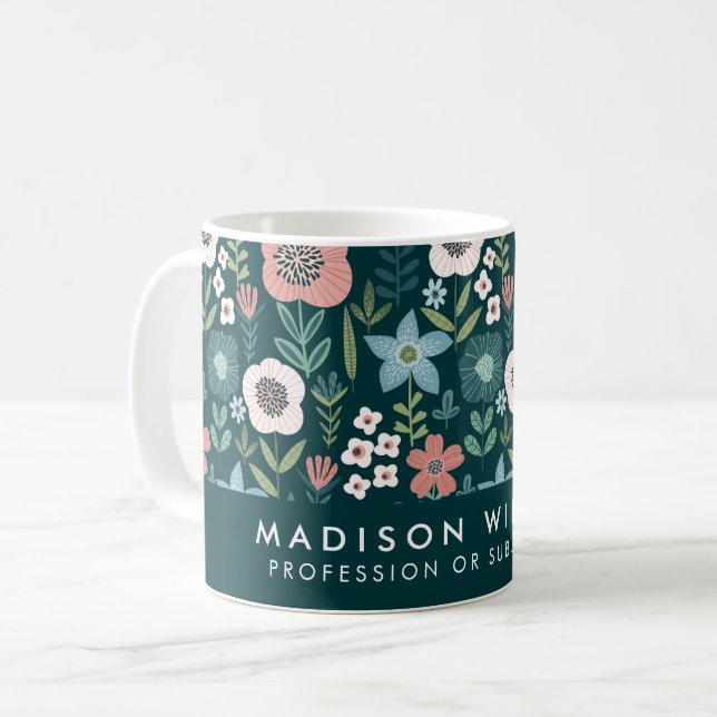 Minimal Moderne Blume Kaffee Tasse (Vorderseite Links)