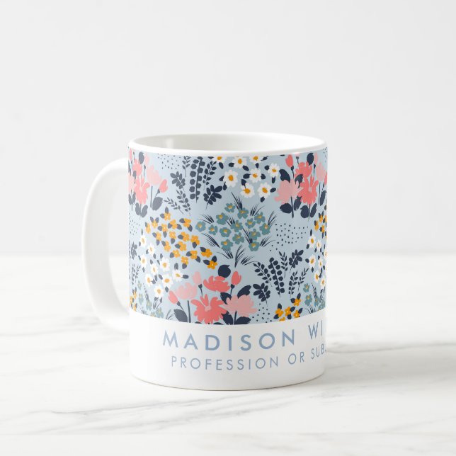 Minimal Moderne Blume Kaffee Tasse (Vorderseite Links)