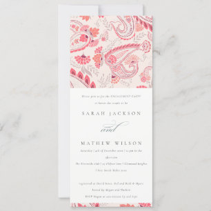 Minimal Moderne Blush Paisley Typografie Verlobung Einladung