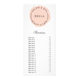 Minimal Moderne Blush Salon Services Rack-Karte Werbekarte